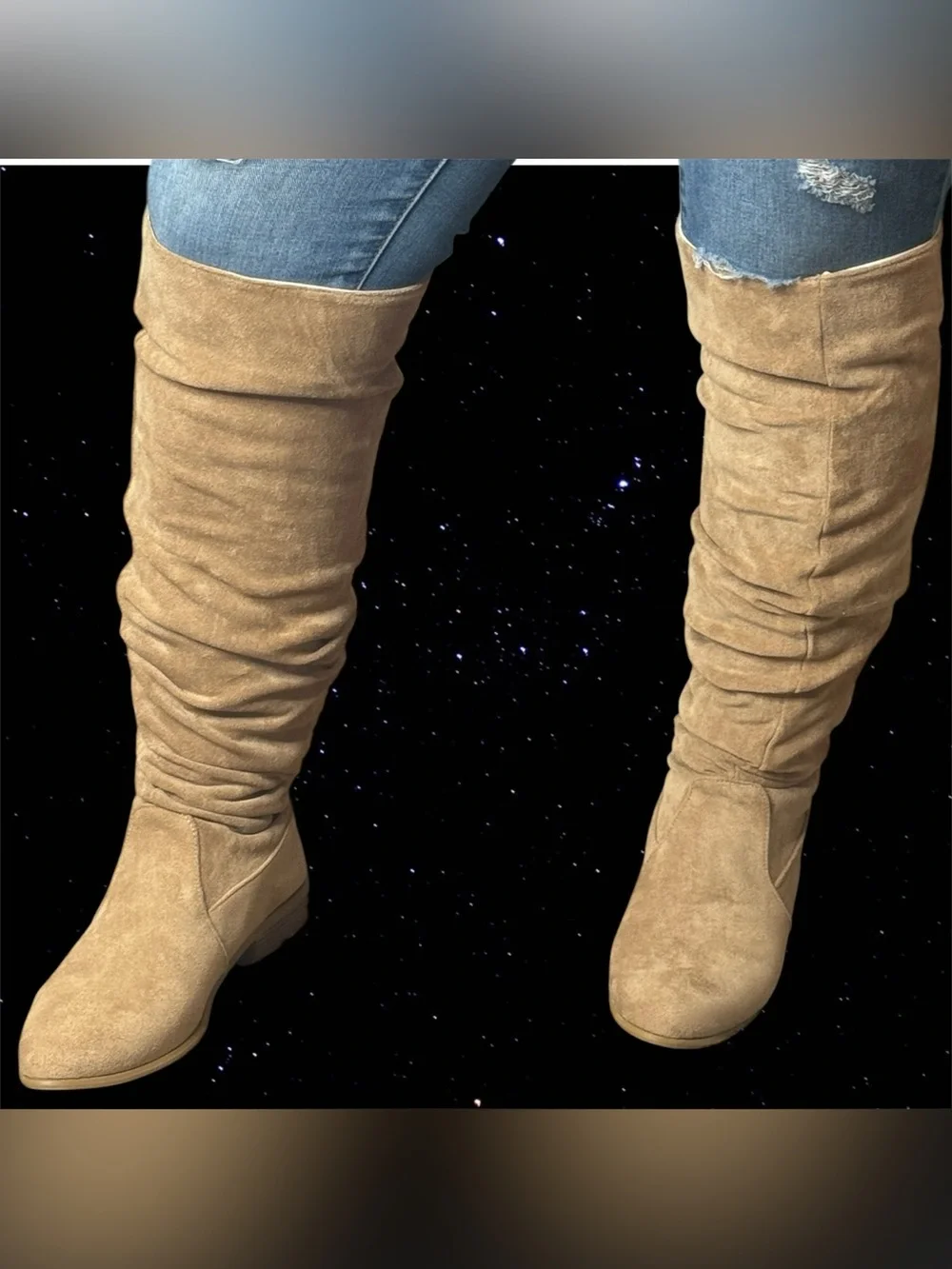 SHEIN Knee-High Suede Boots - Tan Women’s Boot